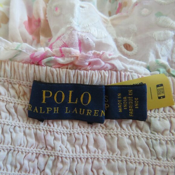 POLO RALPH LAUREN Floral Ruffled Peplum Tank Top Eyelet Pastel Cottage Preppy - Picture 13 of 13
